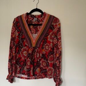 b new york Multicolor Floral V-Neck Blouse
